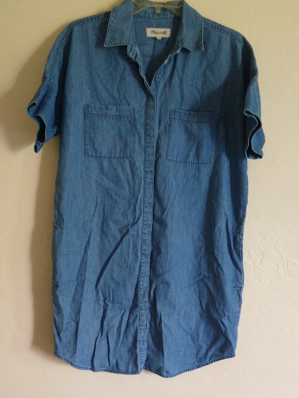 Madewell Blue Denim Short-Sleeve Tunic Shirt Size m